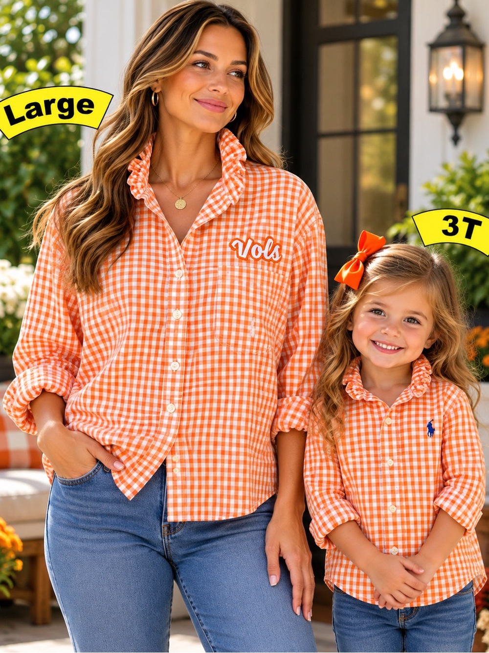 Chaps/ Ralph Lauren matching Mommy & Me Ruffle Collar Shirts